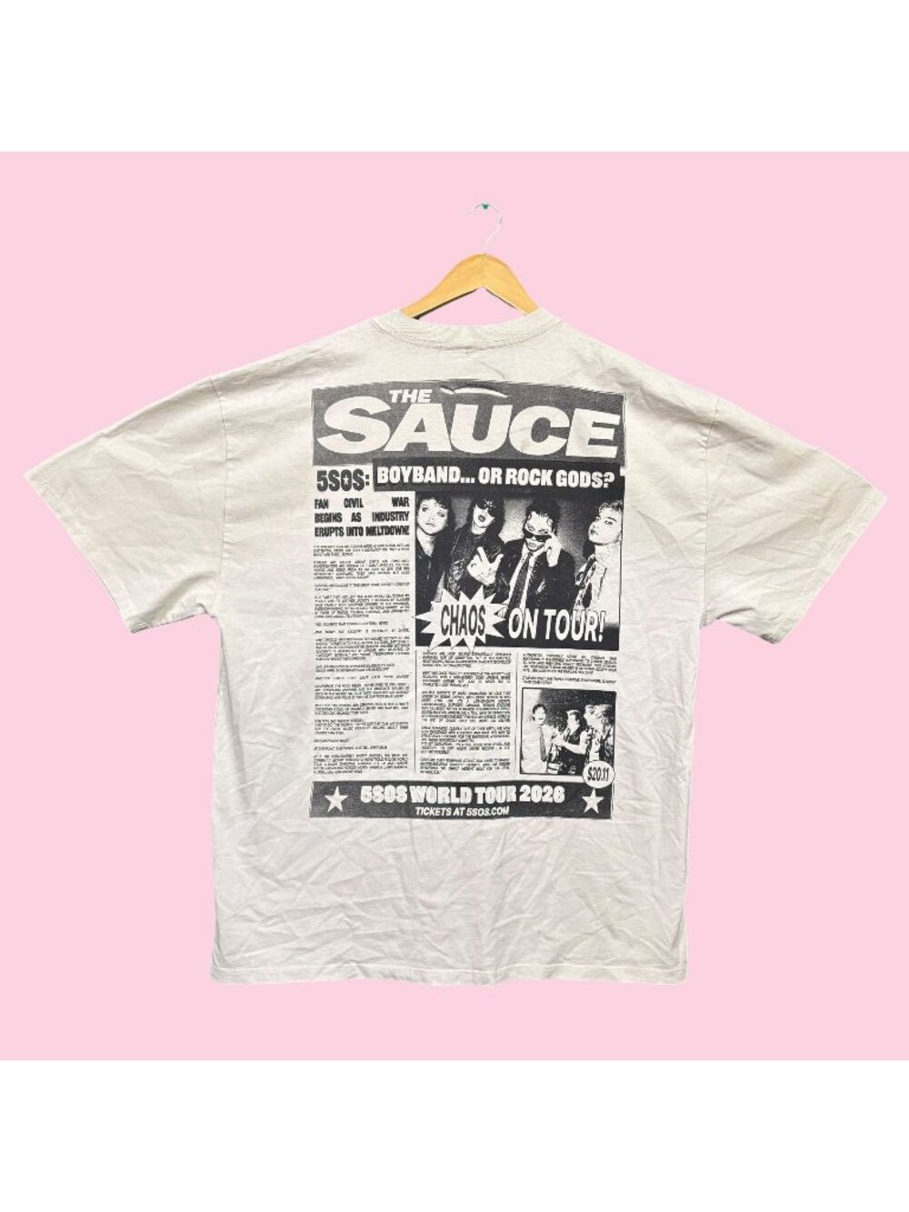 5 Seconds of Summer The Sauce Newspaper Everyone's a Star Tour Band Tee XXL